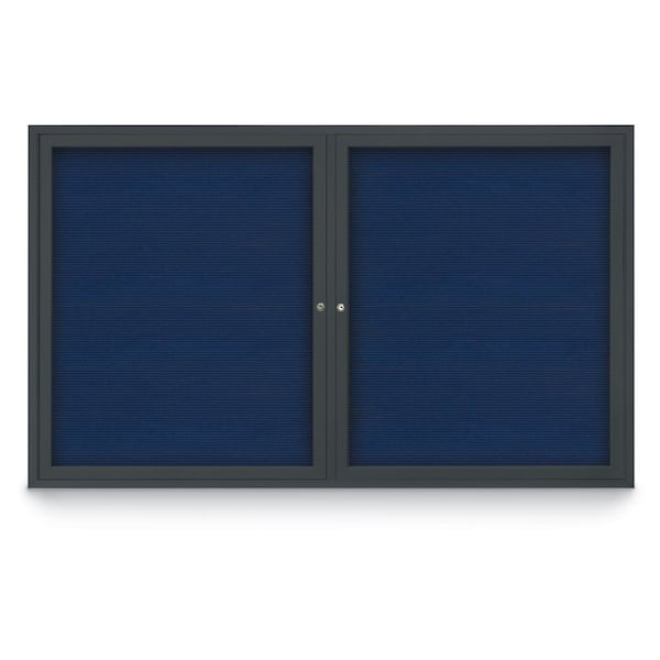 96"x48" 2-Door Enclosed Outdoor Letterboard, Blue Felt/Black
